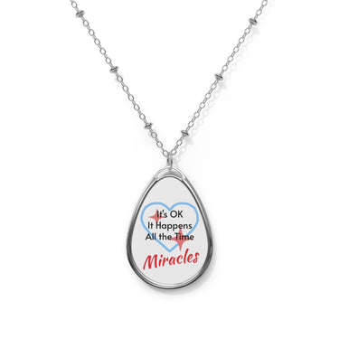 Inspirational oval pendant necklace with